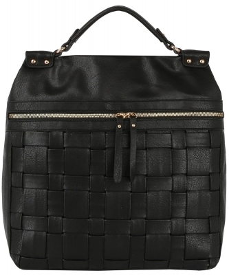 Fashion Woven Convertible Backpack LMS208 BLACK